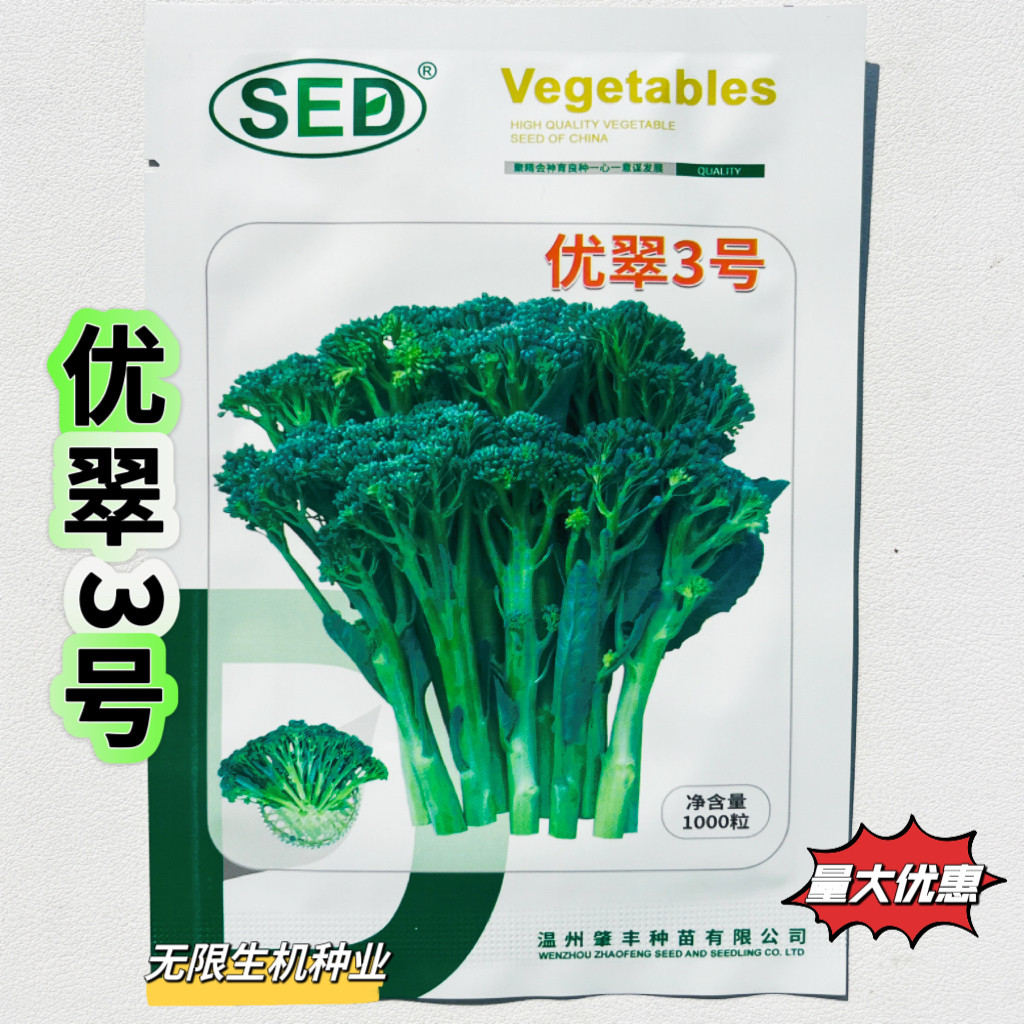 优翠3号西兰苔种子春秋播西兰薹种籽西洋芥兰种子花椰菜口感细腻