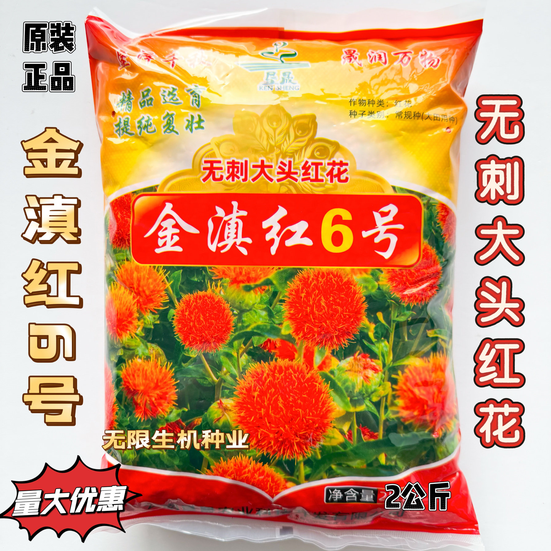 金滇红6号8号红花种子花朵大无刺花丝长耐寒耐瘠高产草红花种子籽