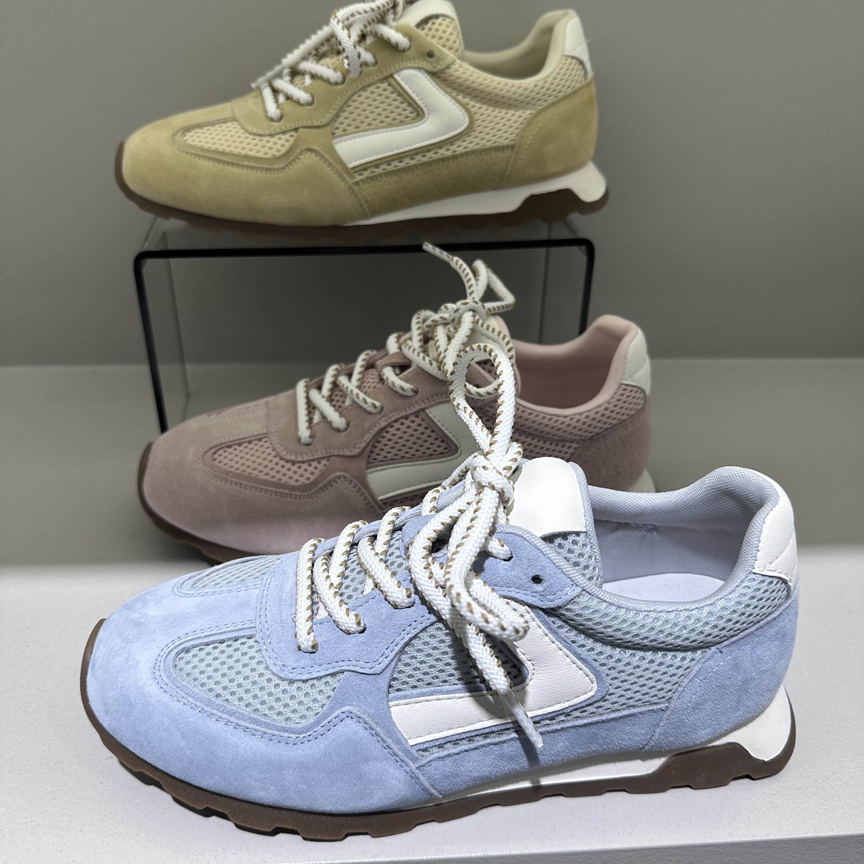 茵茵家2026春秋新款韩版真皮网面透气德训鞋女平底系带休闲阿甘鞋,女鞋,德训鞋,淘宝优惠券,粉丝福利购,淘宝优惠卷