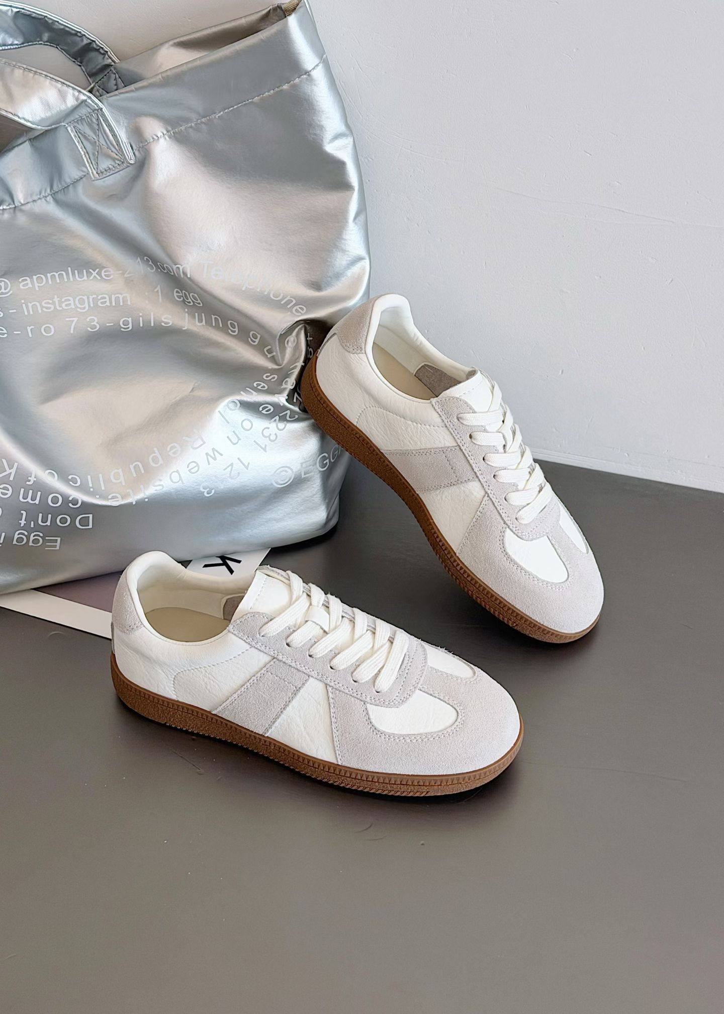 茵茵家2026春秋新款学生真皮平底系带德训鞋女透气休闲运动板鞋潮,女鞋,休闲板鞋,淘宝优惠券,粉丝福利购,淘宝优惠卷