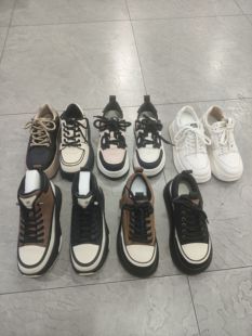 茵茵家断码特价真皮黑白熊猫面包鞋女2024春秋新款厚底百搭休闲鞋