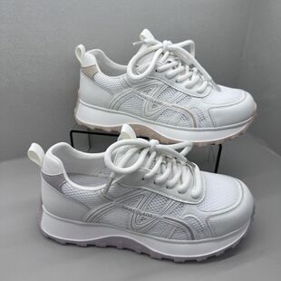 茵茵家2026春秋季新款学院风圆头网面软底老爹鞋女透气轻便德训鞋