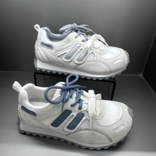 女百搭德训鞋 茵茵家2026春夏新款 真皮学生圆头系带网面透气休闲鞋