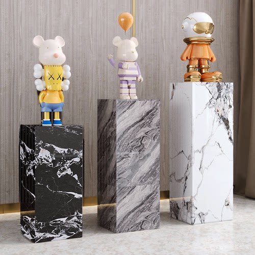 岩板花架底座摆件客展厅玄关酒店会所岩板装饰立柱大理石雕塑