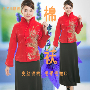 长袖迎宾礼服 凤凰唐装 茶楼服务员工作服秋冬装 酒店门迎服装 女