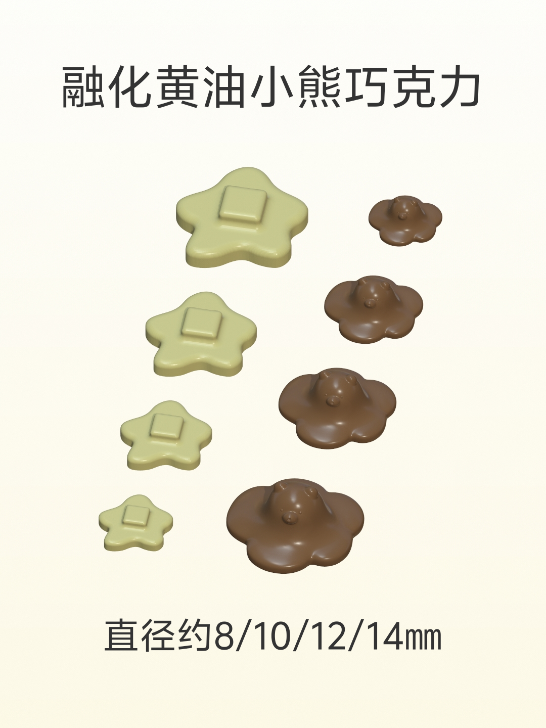 微缩食玩融化黄油巧克力吐司装饰食品级硅胶模具粘土软陶6/12分