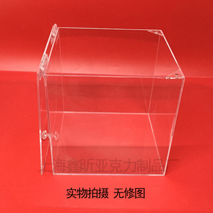 亚克力带门盒子定做 透明有机玻璃掀开门柜子 展示箱保护罩展示盒