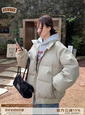Vs what「本命棉服」韩系百搭立领棉服宽松加厚慵懒中长款外套女