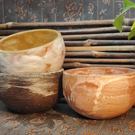 陶瓷咖啡杯手捏拉花杯蛋杯日式侘寂风复古手作陶瓷甜品礼物矮杯2