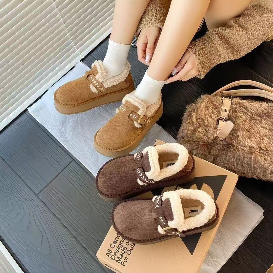 潮鞋厚底加绒勃肯鞋女2025新款冬季乐福鞋保暖雪地靴女一脚蹬棉鞋,女鞋,勃肯鞋/软木鞋,淘宝优惠券,粉丝福利购,淘宝优惠卷