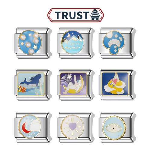 Trusta模块手链DIY蓝色月球单颗可拼接系列滴釉小众饰品可拆卸