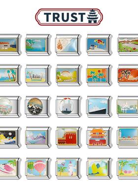 Trusta意大利模块手链DIY小众饰品精钢弹力表带情侣闺蜜风景建筑