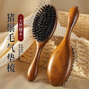 猪鬃毛檀木气垫梳子气囊梳蓬松高颅顶气囊洗头按摩梳经络梳防脱发