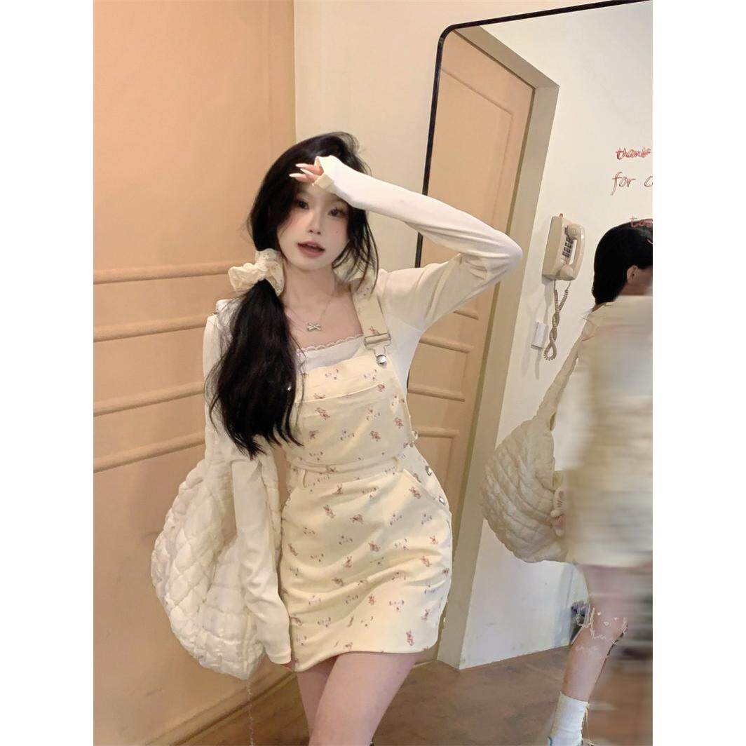 韩系碎花背带裙女2026新款小个子印花吊带包臀短裙