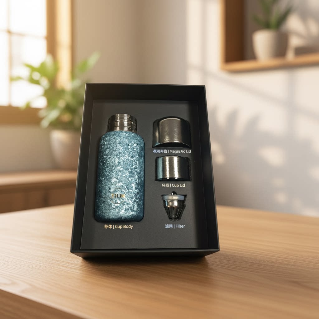 TIOK 330ML纯钛磁吸保温杯高档养生商务水杯家用泡茶杯水杯子