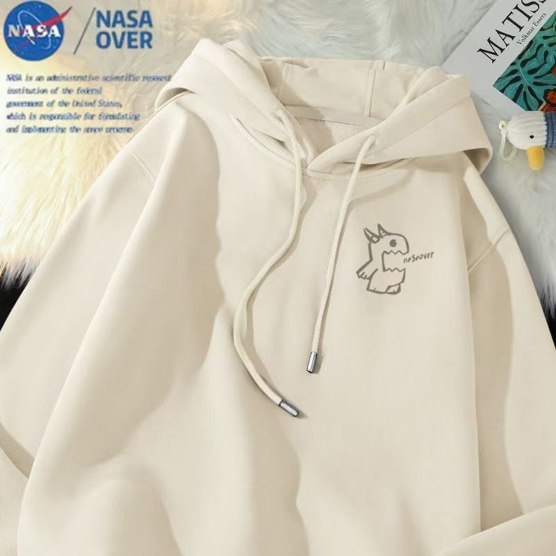 NASA联名恐龙印花连帽卫衣情侣装