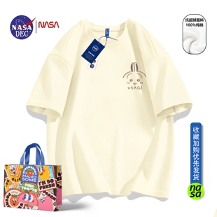 NASA简约chiikawa乌萨奇短袖长袖t恤男女夏季宽松情侣秋衣体恤衫