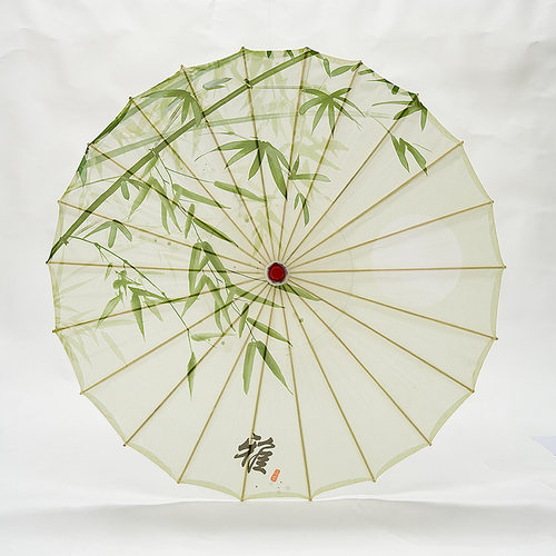 油纸伞绿竹荷花水墨古风拍摄道具