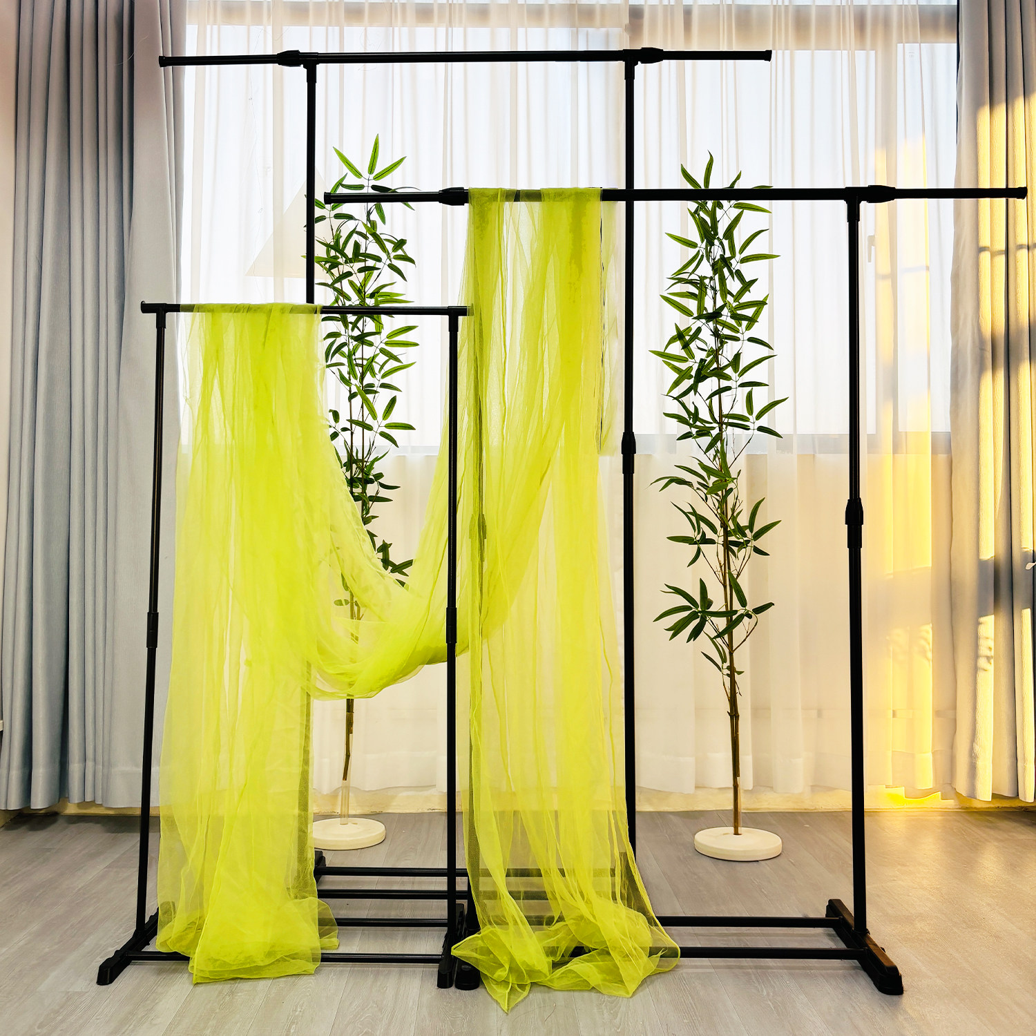 婚礼背景布幔纱幔架子落地伸缩杆可移动支架铁制支撑架子安装简单