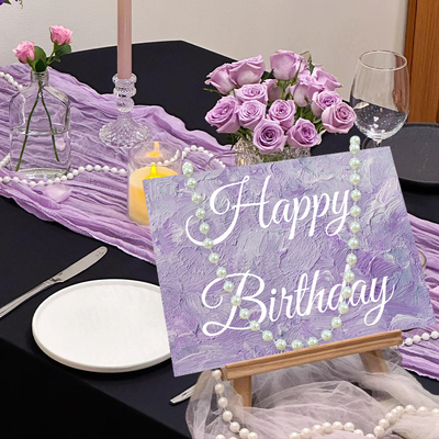 生日西餐厅桌布KT板装饰桌面摆件