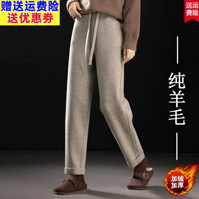 2026羊毛裤女秋冬2025新款高腰垂感外穿时尚加绒加厚小脚哈伦裤