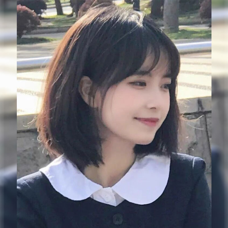 2020年初恋短发图片,初恋头短发发型图片 jk日系短发假发女黑色lolita自然全头套日常学生头夏季减龄初恋头