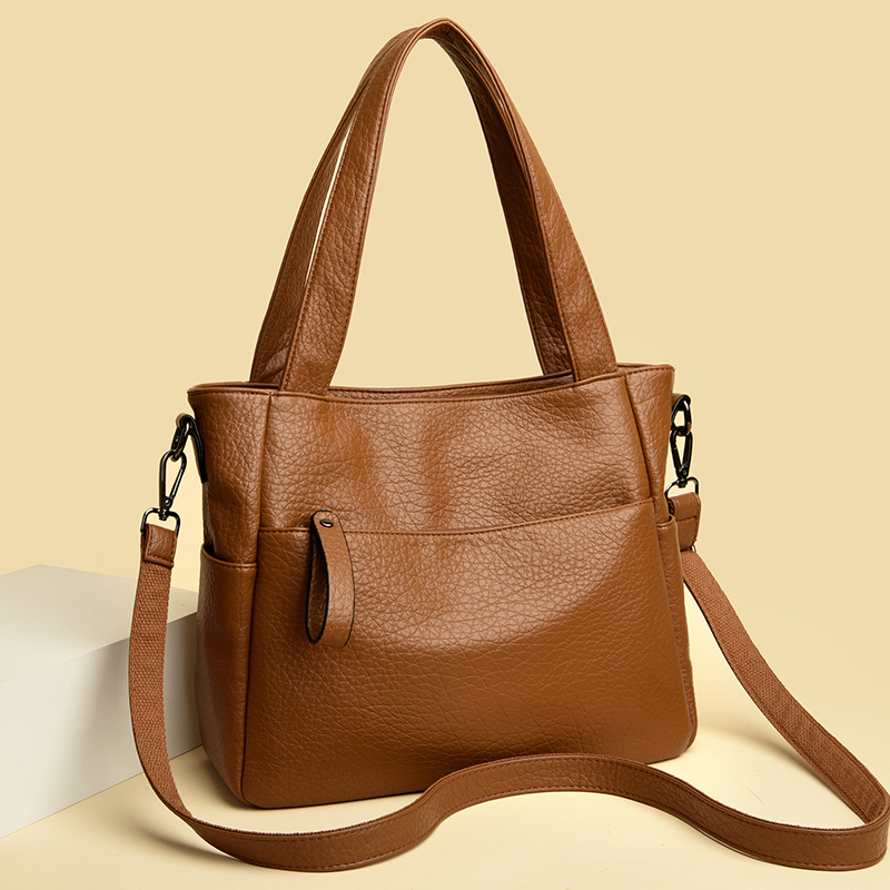 大容量真皮包包2024新款腋下包时尚软皮手提包女士单肩斜挎水桶包