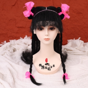 戏曲戏装京剧越剧戏剧演出头饰古装书童假发哪吒童子男女娃娃头套