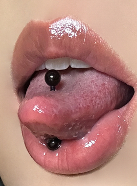 钛钢个性黑色舌钉彩虹色