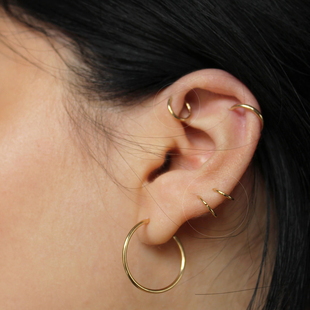 韩国金素圈耳环养耳洞气质迷你耳圈耳骨钉耳骨扣环单只男女极简