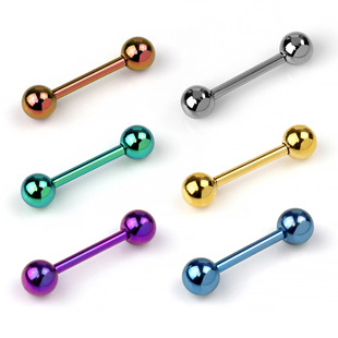 阳极氧化进口纯钛合金F136纯钛舌钉乳钉改色耳钉耳桥钉穿刺饰品