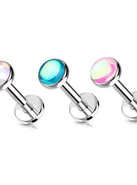 钛合金内牙唇钉爆闪内螺纹医用辣妹鼻钉超闪耳骨钉小众平底钉