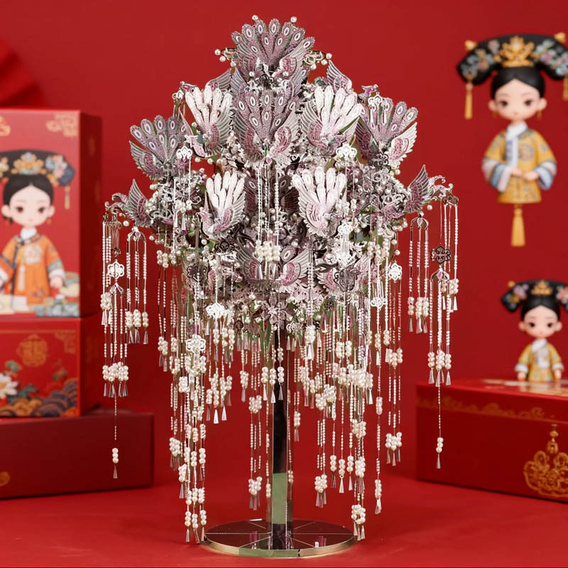 狂模 粉黛二十二凤冠金属立体拼图拼装模型玩具摆件手工创意礼物
