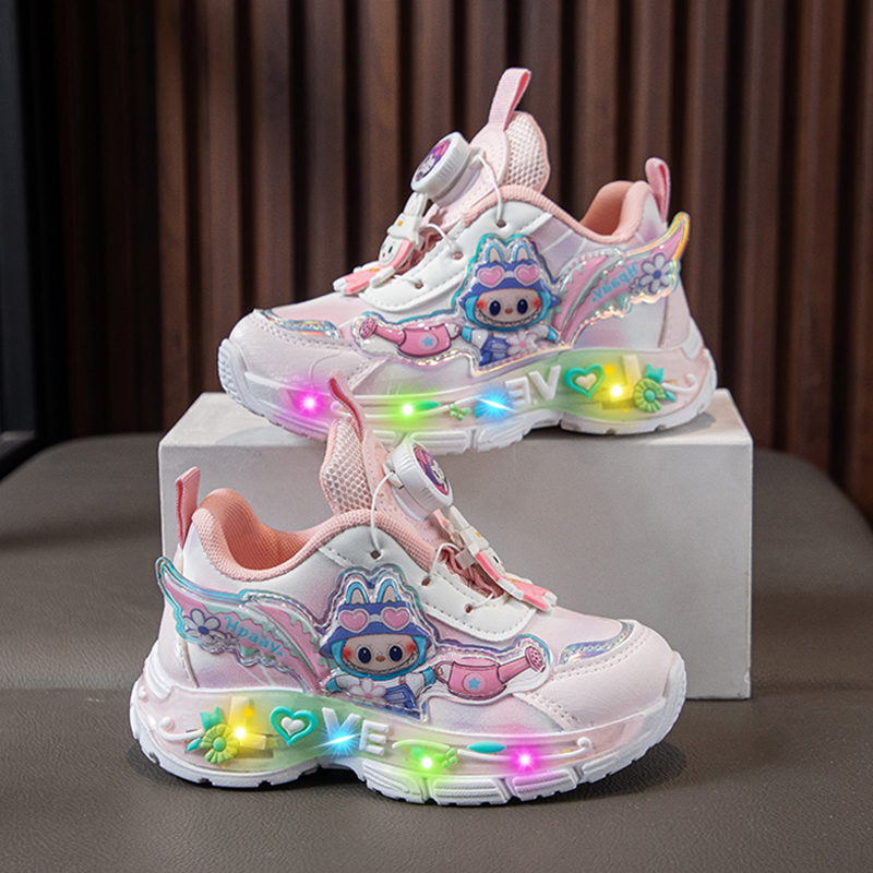 拉布布女童鞋公主鞋2025新款亮灯发光儿童运动鞋小女孩宝宝老爹鞋