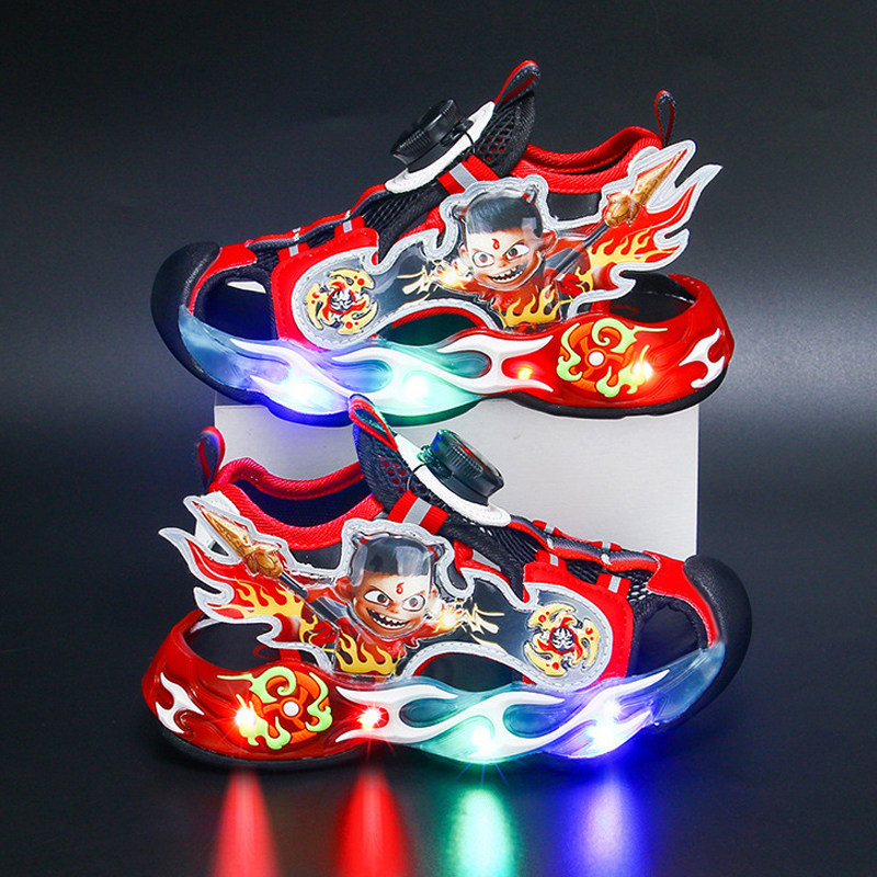 哪吒带灯儿童包头凉鞋2025夏季新款男童凉鞋男孩软底防滑运动鞋子,童鞋/婴儿鞋/亲子鞋,凉鞋,淘宝优惠券,粉丝福利购,淘宝优惠卷