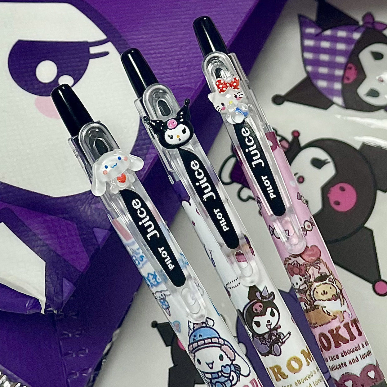 日本pilot百乐juice果汁笔库洛米三丽鸥限定diy贴纸款考试刷题笔