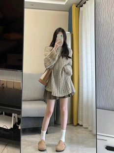 秋冬装新款女装高级感女神范毛衣连衣裙韩版气质名媛高端两件套装