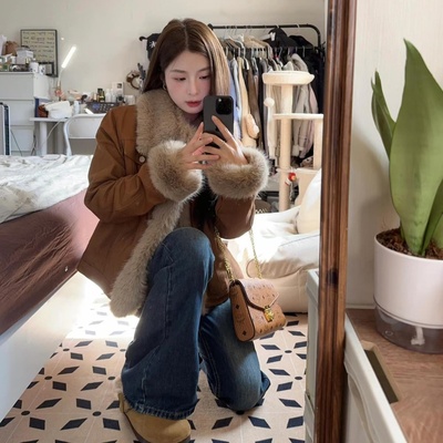 秋冬季女加厚环保狐狸毛棉服