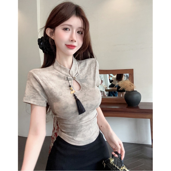 新中式复古晕染辣妹旗袍上衣