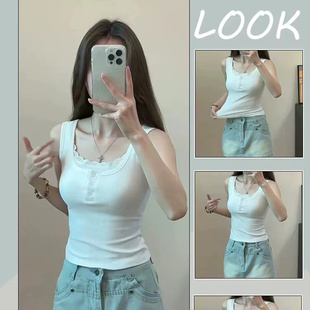 ins纯欲风辣妹小心机露肩无袖背心上衣显瘦不规则牛仔短裙套装女