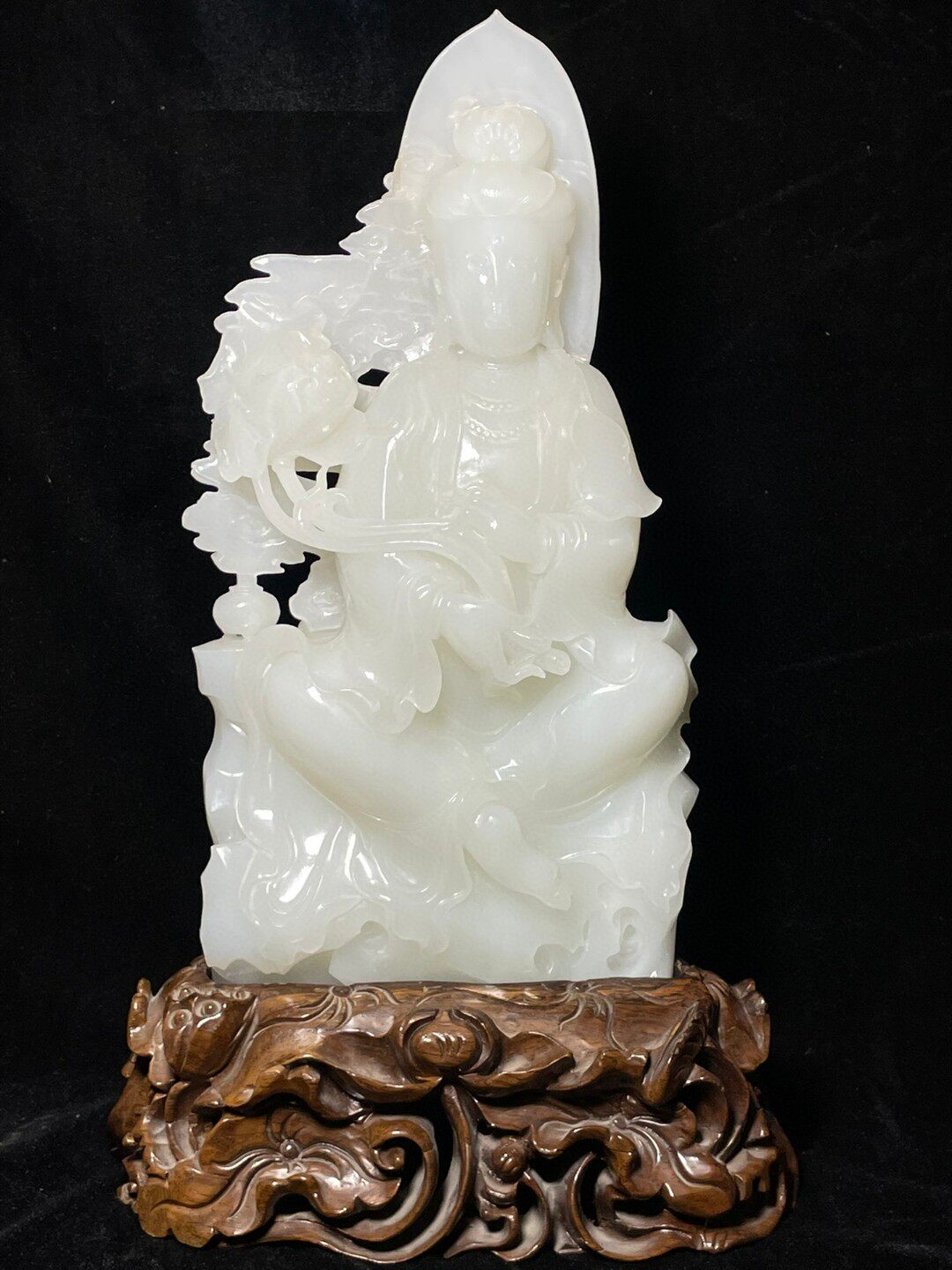 天然和田玉羊脂白玉白玉家居客厅玄关乔迁送礼和田玉羊脂观音摆件
