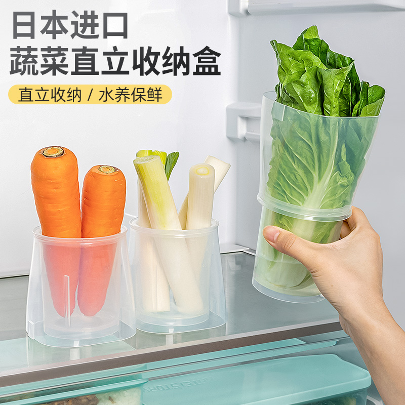 日本进口冰箱蔬菜专用收纳盒食材加水直立保鲜食品级创意整理神器