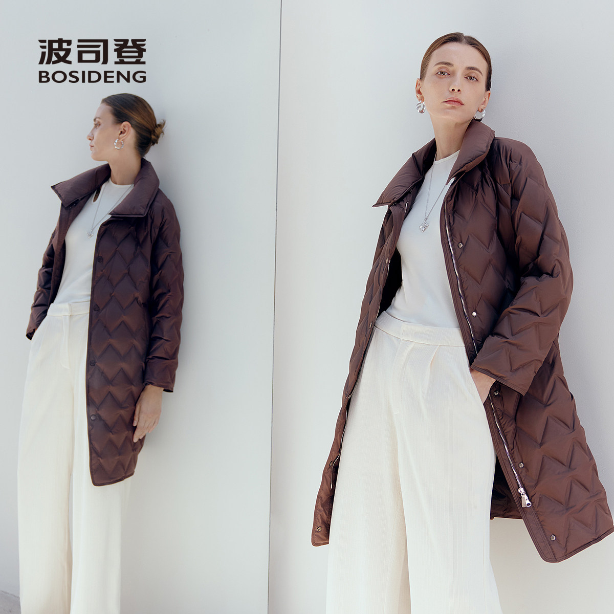 波司登羽绒服2026新款女中长款可拆卸领鹅绒商务通勤保暖外套冬季