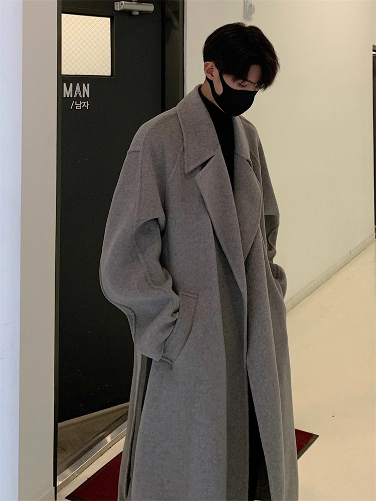 轻奢毛呢大衣男士2025冬季中长款过膝呢子风衣垂坠感宽松休闲外套