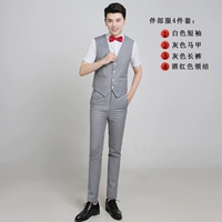 Жилет, штаны, белая рубашка, красная галстук-бабочка