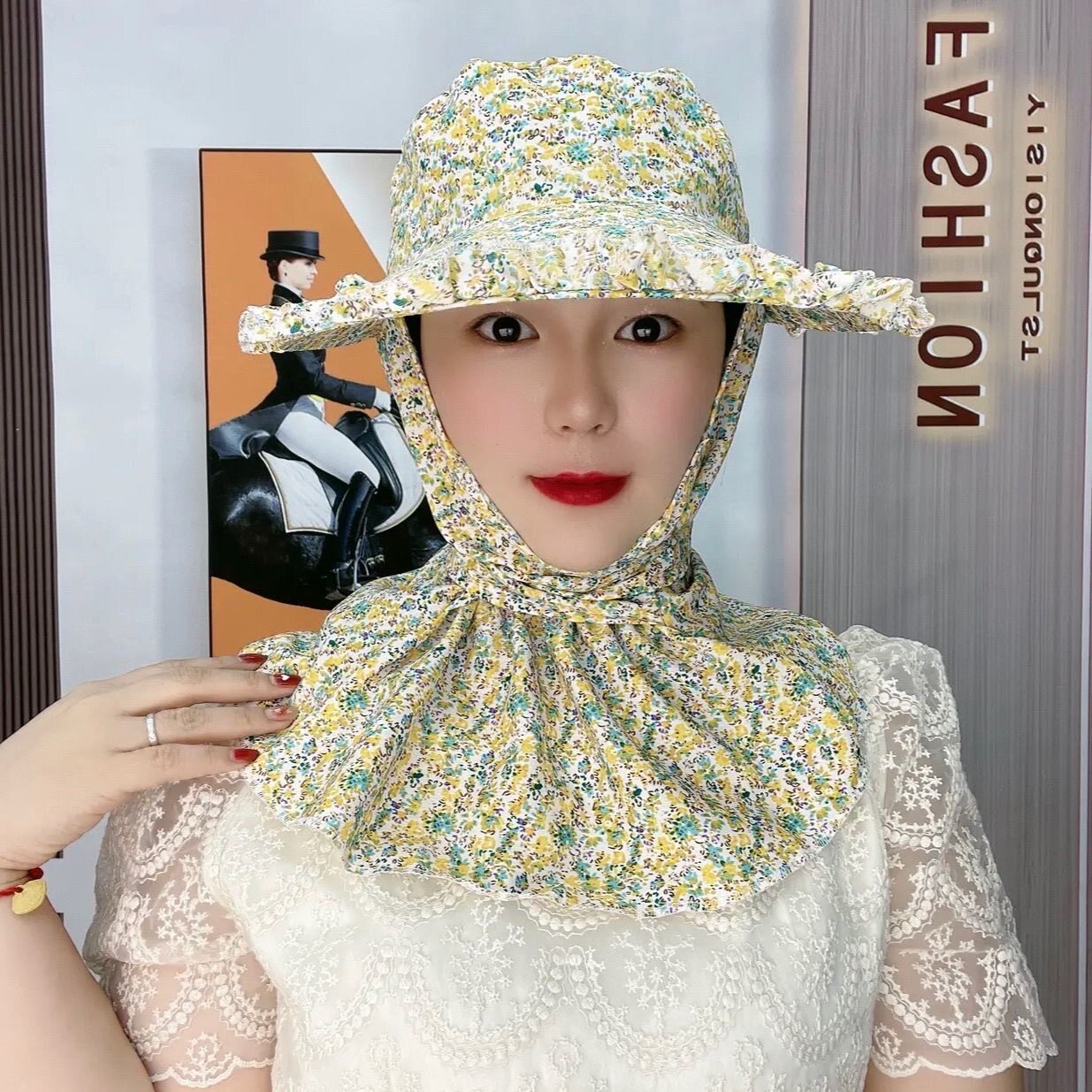 夏季防晒大檐护颈遮脸骑行帽女