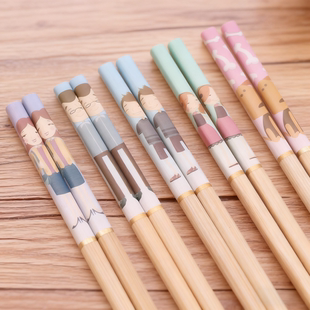 碳化筷子家用 防霉防滑抗菌全竹筷子一家人区分筷子竹子食品级