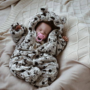 婴姿冬季婴儿加厚连体衣包脚新生儿宝宝保暖棉衣爬服夹棉外出衣服