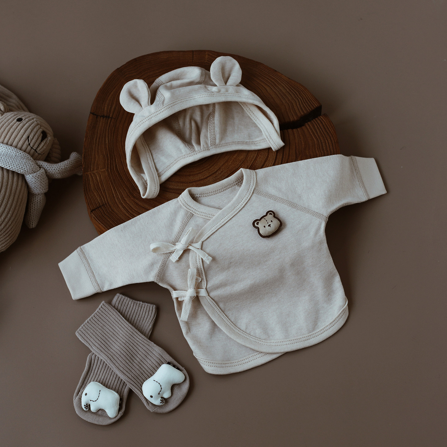 婴姿新生儿半背衣纯棉春秋满月宝宝贴身衣服婴儿护肚a类彩棉上衣