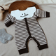 婴姿婴儿连体衣春秋条纹长袖 新生宝宝爬服满月超萌无骨衣服外出服